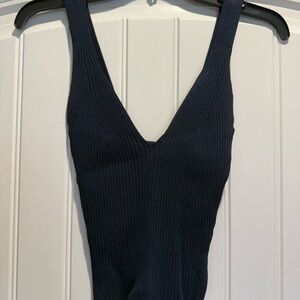 Navy Ribbed Knit‎ Tank Top